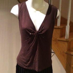 🛍3 for$30 Brown sleeveless top/beading preloved
